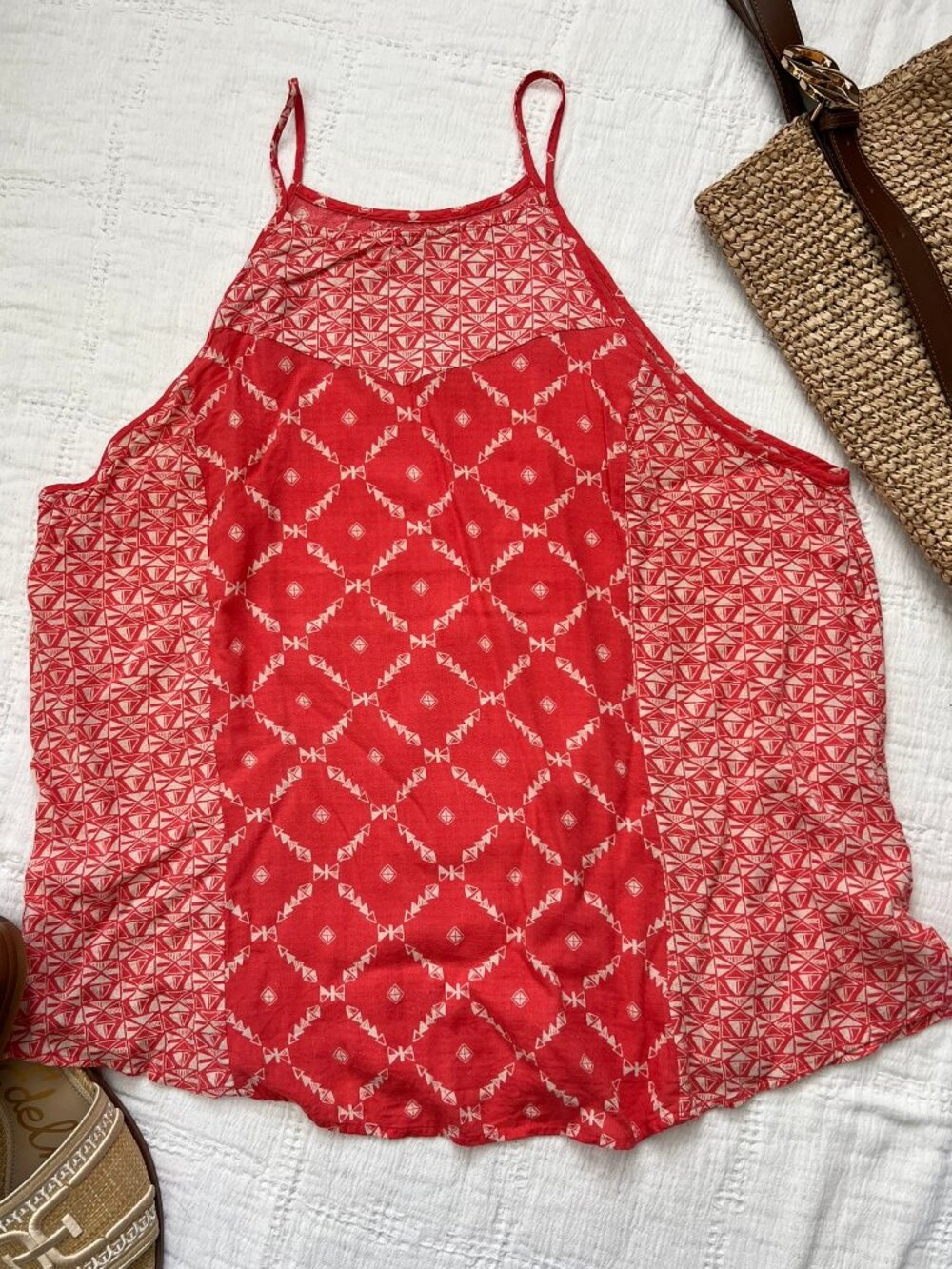 Lucky Brand Coral Geometric Swing Tank Est L